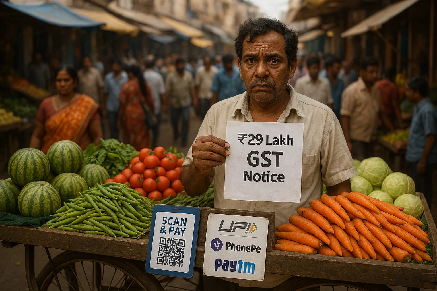 UPI से सब्जी बेचना पड़ा भारी!!! 29 लाख का GST नोटिस देख उड़े होश