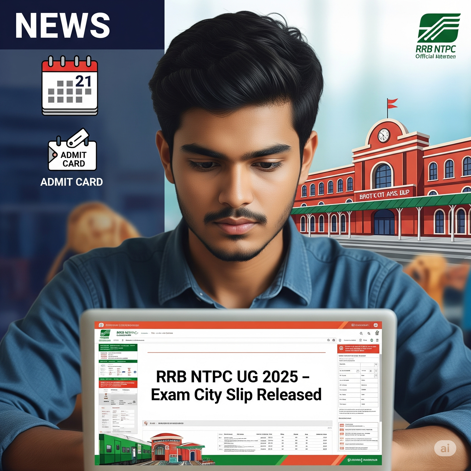 RRB NTPC UG 2025: एग्जाम सिटी स्लिप जल्द होगी रिलीज, यहां जानें डाउनलोड का पूरा तरीका AND STAP