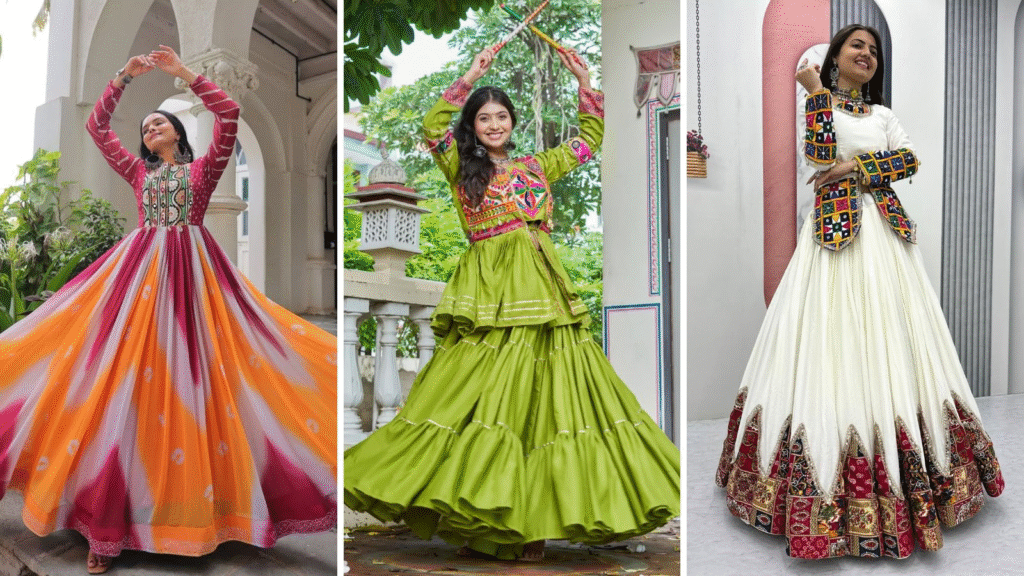 GARBA STYLE :पारंपरिक chaniya cholis से लेकर modern fusion lehenga